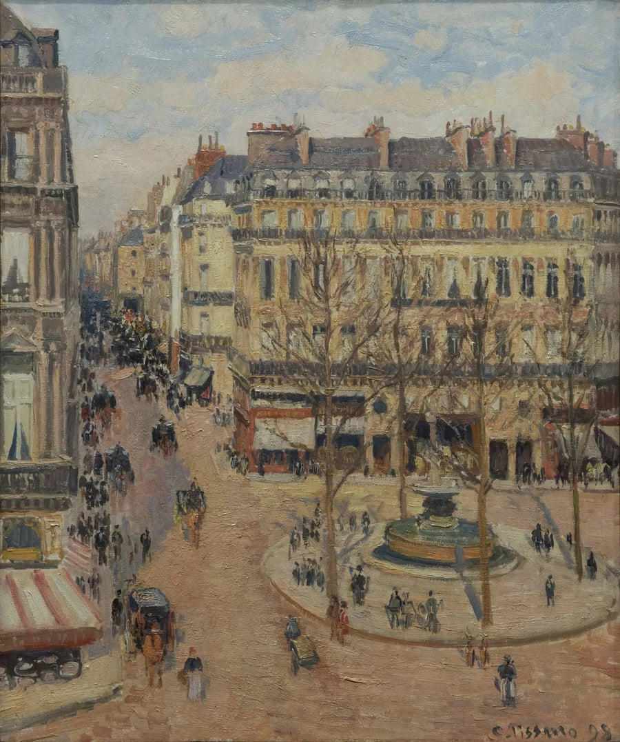 Gaden Saint-Honoré, morgen, solskinseffekt - Camille Pissarro