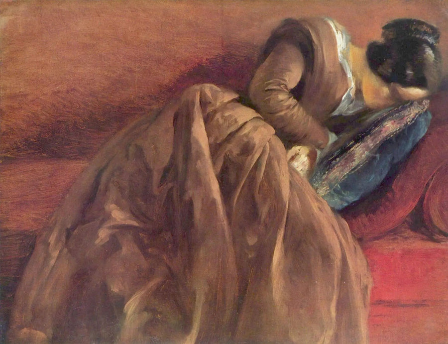 Menzel's søster, Emilie, sovende - Adolph von Menzel
