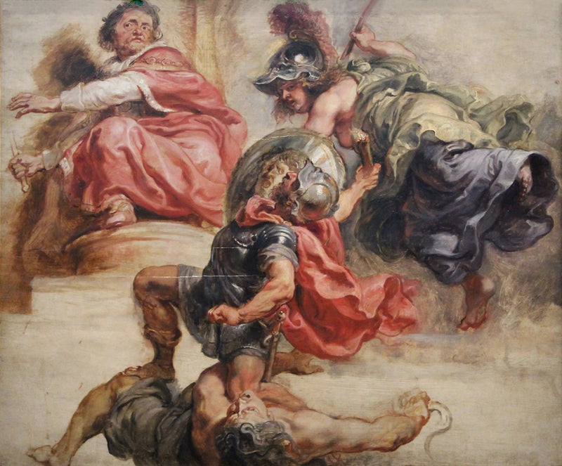 Den sejrende visdom over krig og strid under regeringen af Jacques 1. af England - Peter Paul Rubens