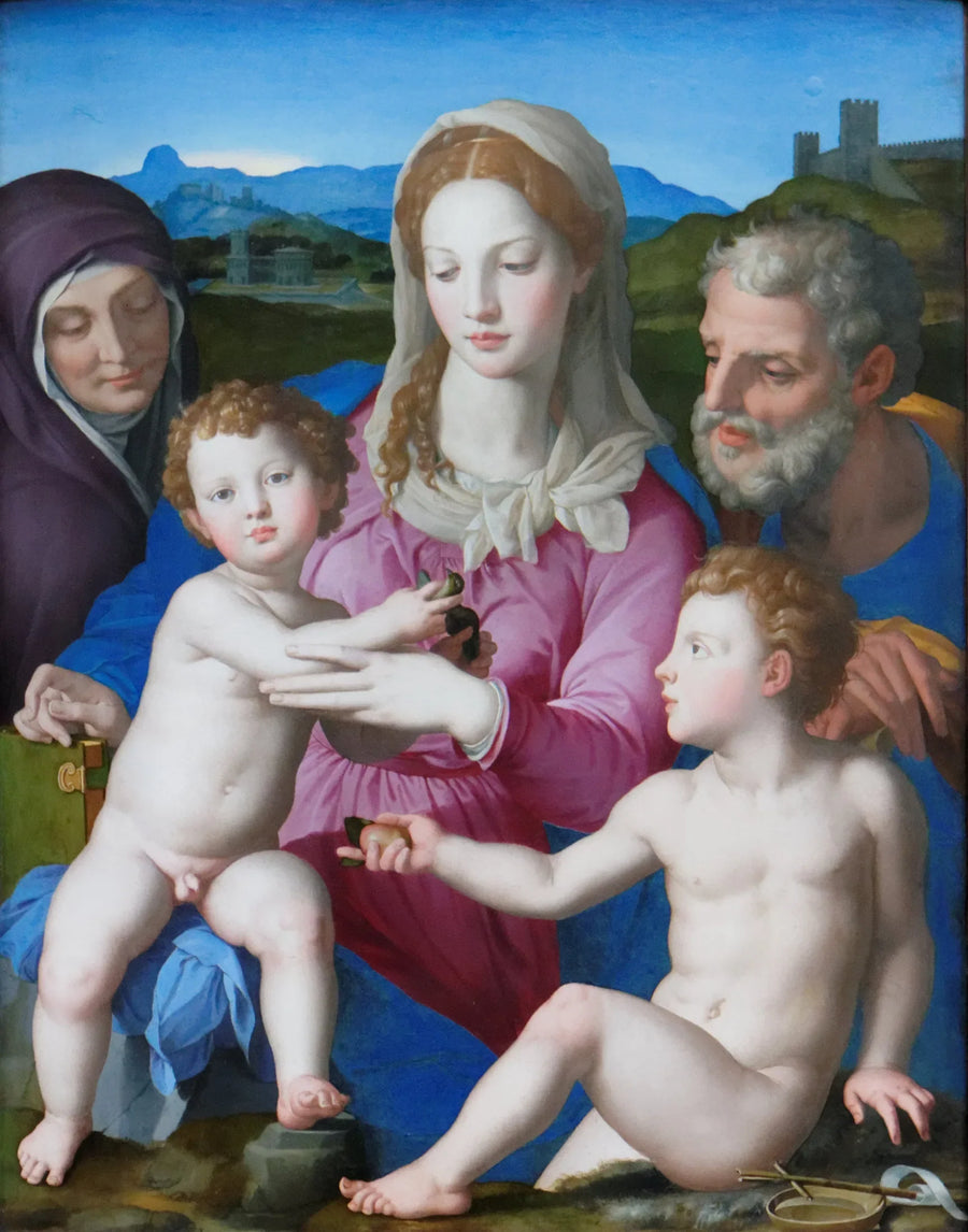 Den Hellige Familie med hellige Elisabeth og den lille hellige Johannes Døberen - Bronzino