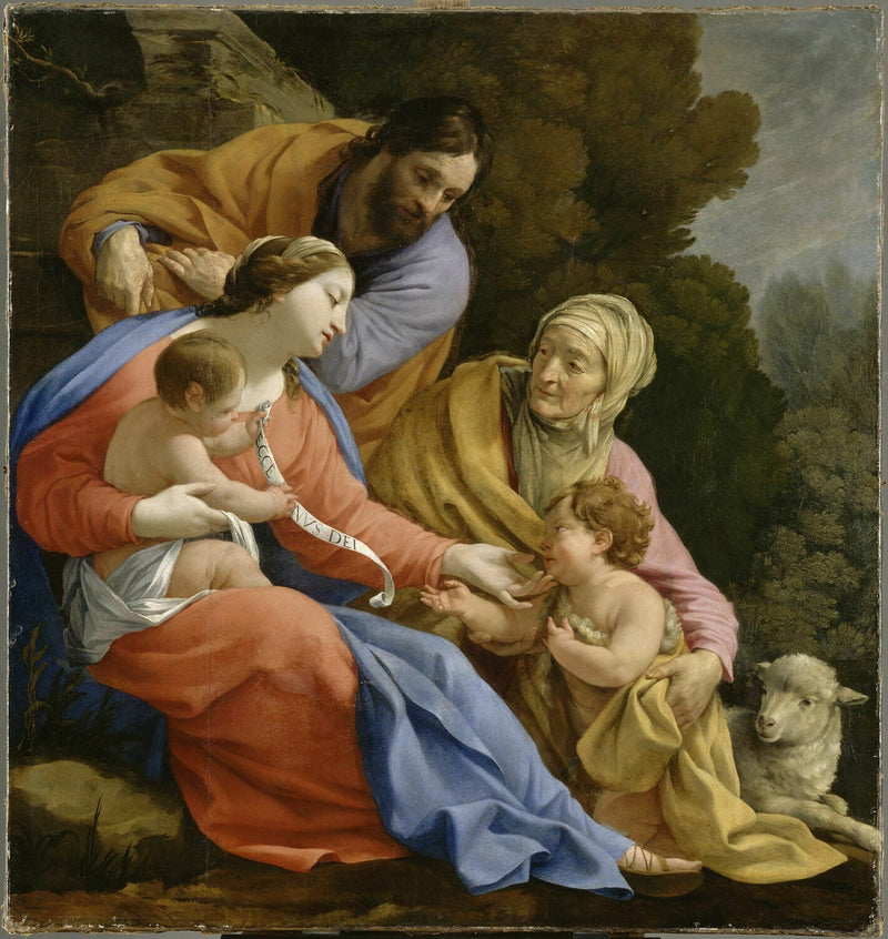 Den Hellige Familie med hellige Elisabeth og den lille hellige Johannes - Simon Vouet
