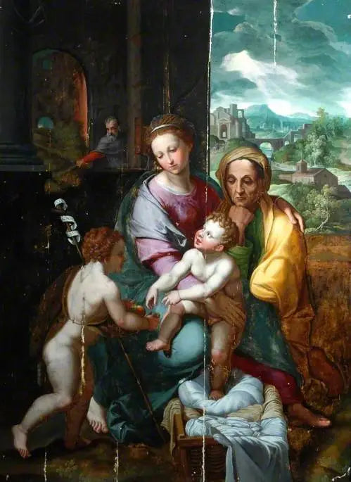 Den hellige familie med den hellige Elisabeth og den hellige Johannes Døberen - Raphael Sanzio