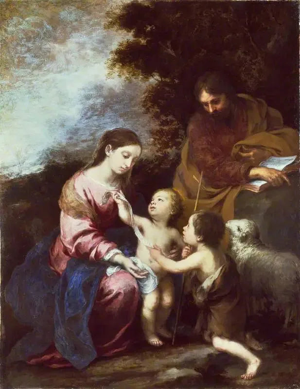 Den Hellige Familie med Barnet Døberen - Bartolomé Esteban Murillo