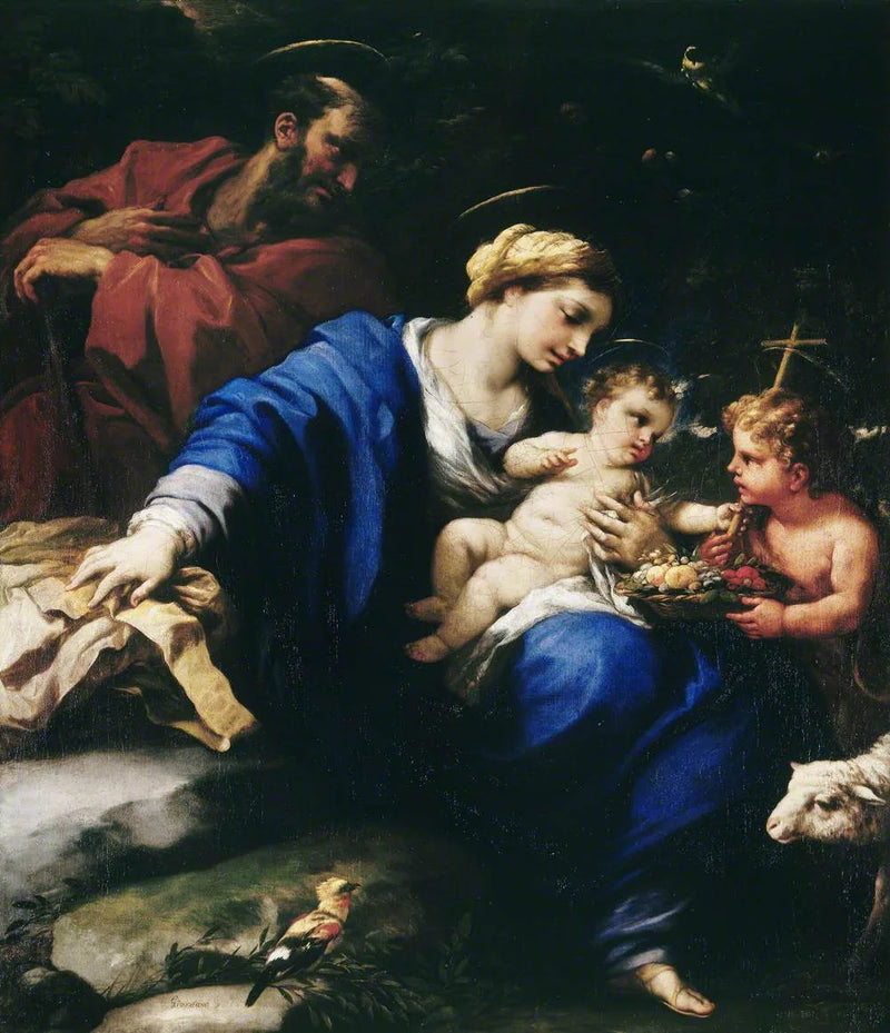 Den Hellige Familie med den Hellige Johannes Døberen - Luca Giordano