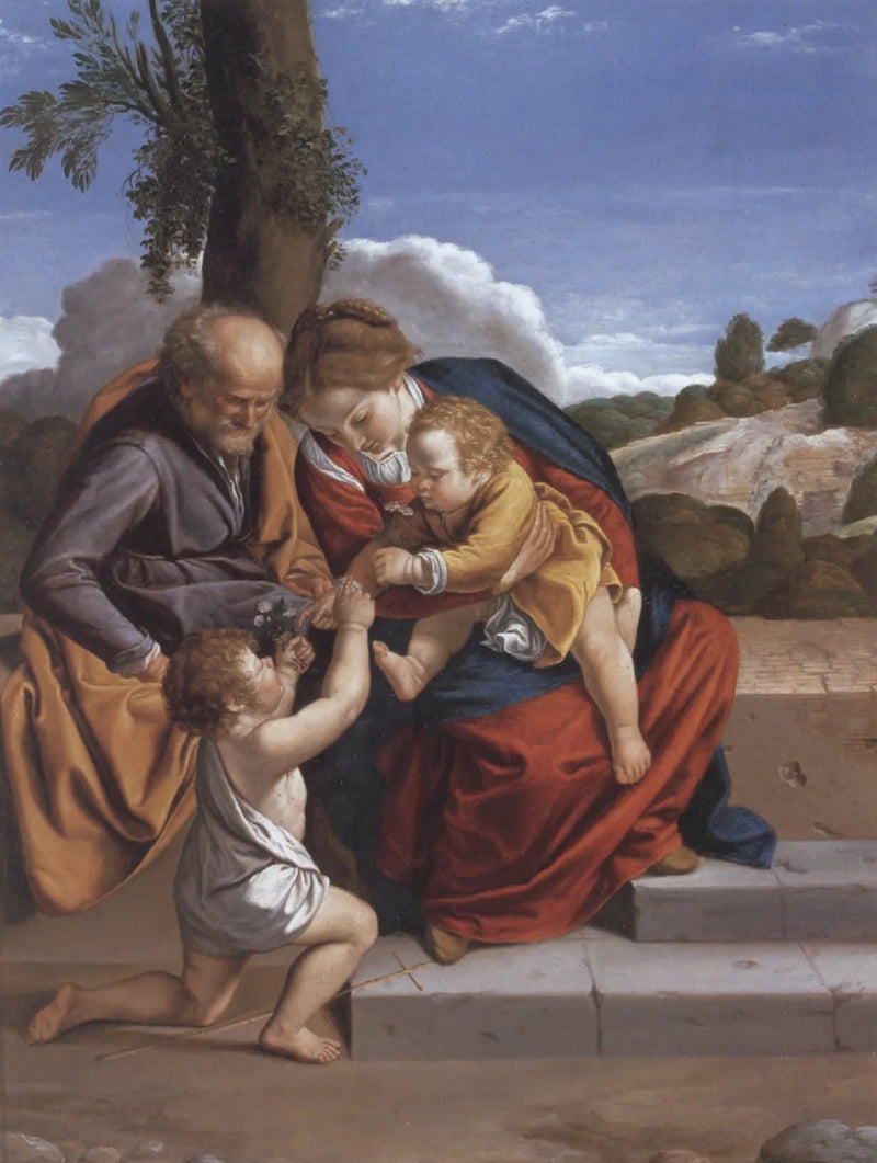 Den Hellige Familie med den hellige Johannes Døberen - Orazio Gentileschi