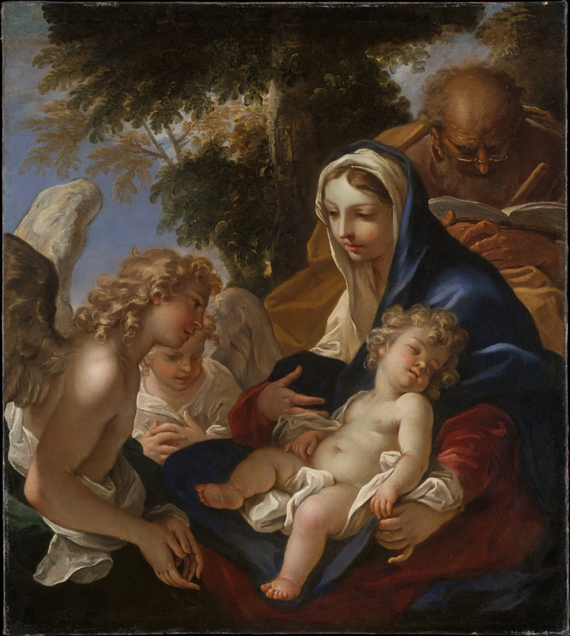 Den Hellige Familie med engle - Sebastiano Ricci