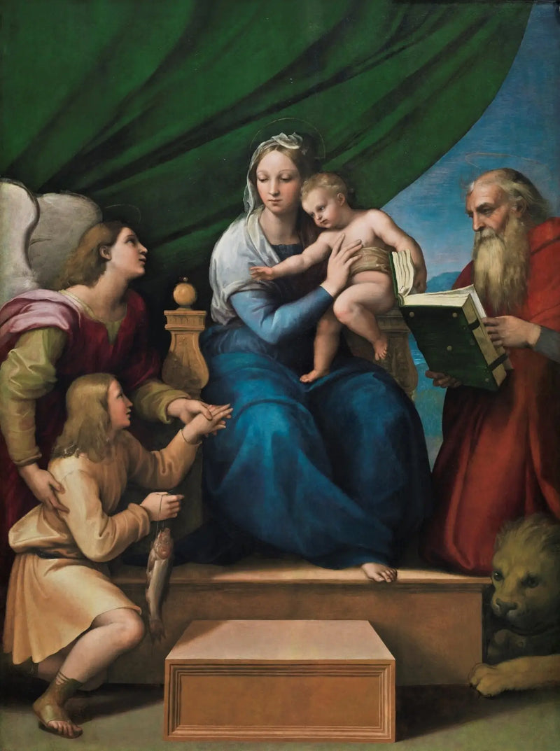 Den Hellige Familie med Raphael, Tobias og Sankt Hieronymus - Raphael Sanzio