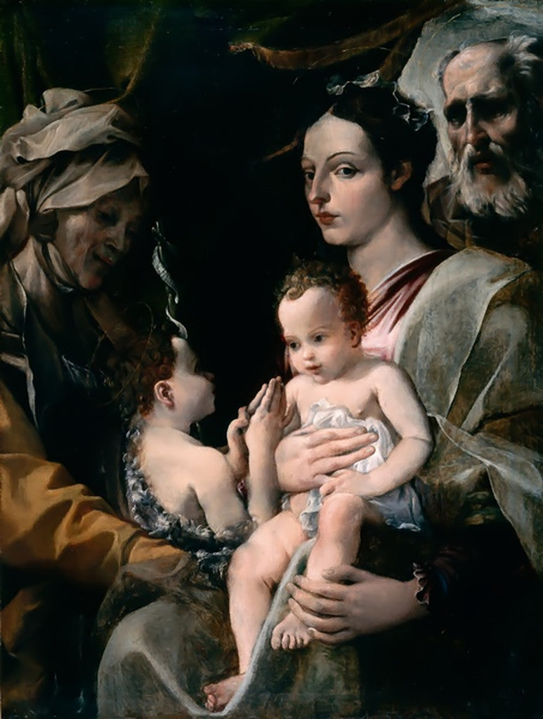 Den Hellige Familie med Sankt Johannes Døberen og Hellig Elisabeth - Annibale Carracci