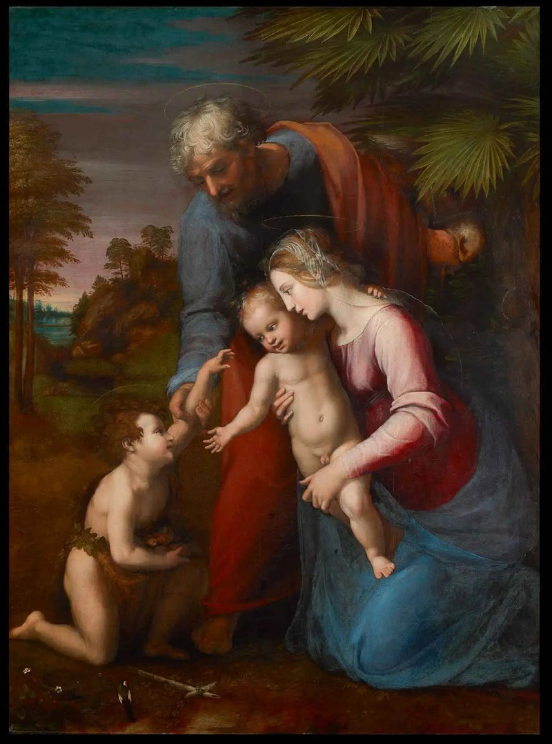 Den hellige familie med Sankt Johannes Døberen - Raphael Sanzio