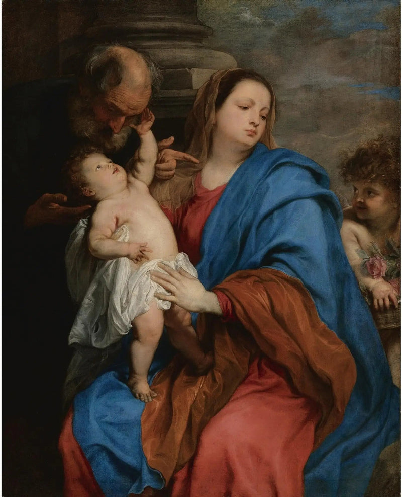 Den Hellige Familie med en Engel - Antoine van Dyck