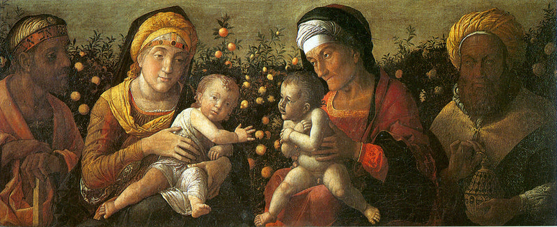 Den Hellige Familie og St. Johannes Døberens Familie - Andrea Mantegna