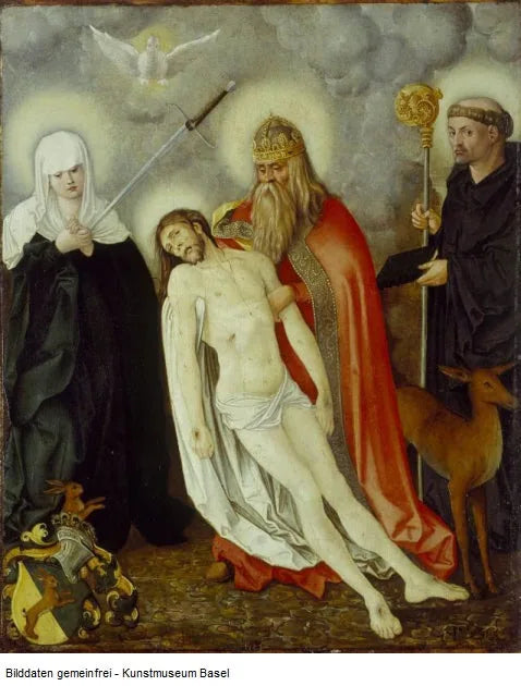 Den hellige treenighed mellem Jomfruen af smerte og Sankt Gilles - Hans Baldung Grien