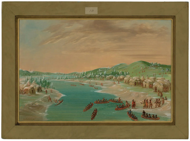 La Salle og hans følge ankommer til Illinois-landsbyen. 1. januar 1680 - George Catlin