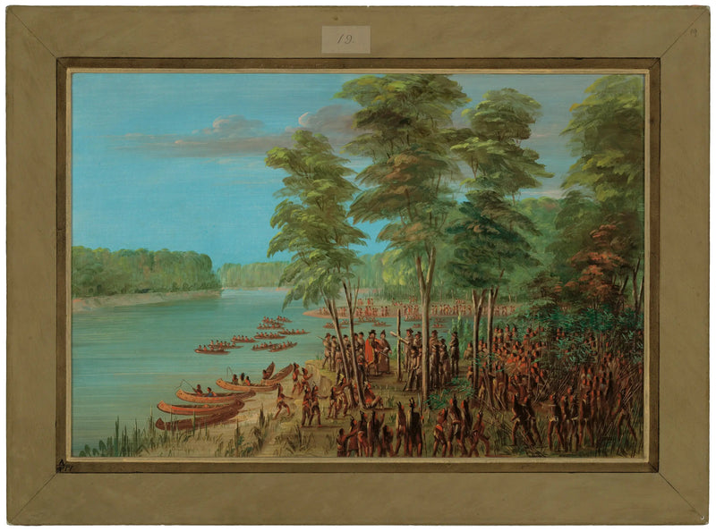 La Salle tager ejerskab over landene ved Arkansas' udmunding. 10. marts 1682 - George Catlin