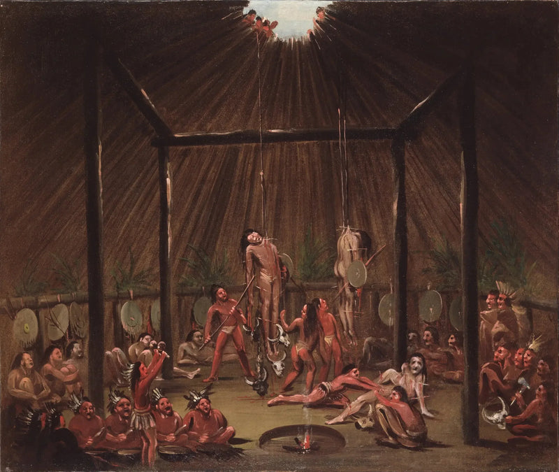 Scenen med skålen, Mandan O-kee-pa-ceremonien - George Catlin