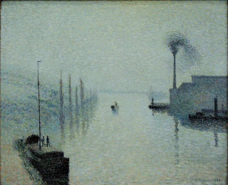 Seinen i Rouen, Lacroix-øen, tågeeffekt - Camille Pissarro