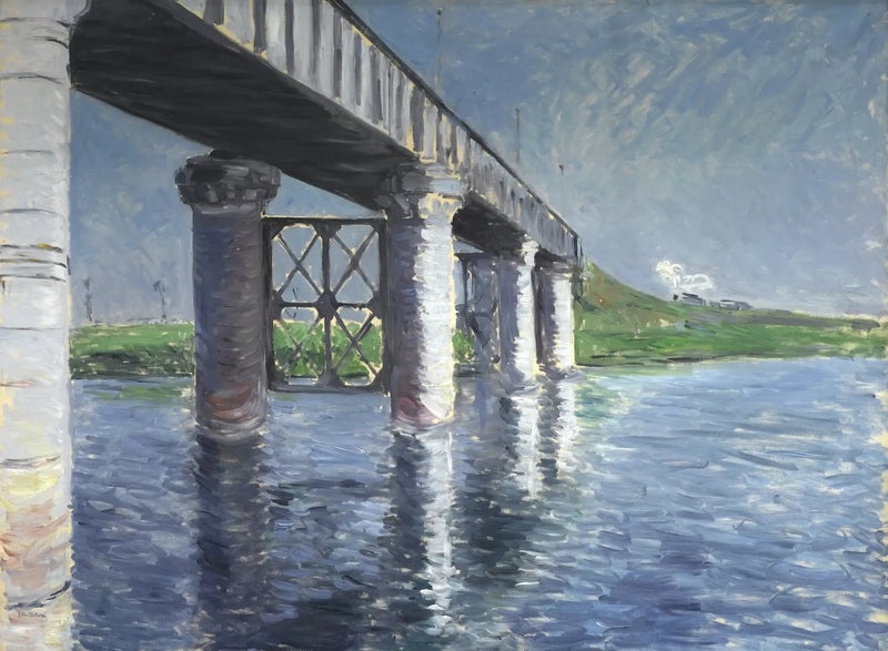 Seinen og jernbanebroen i Argenteuil - Gustave Caillebotte