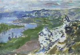 Seinen, set fra højderne af Chantemesle - Claude Monet