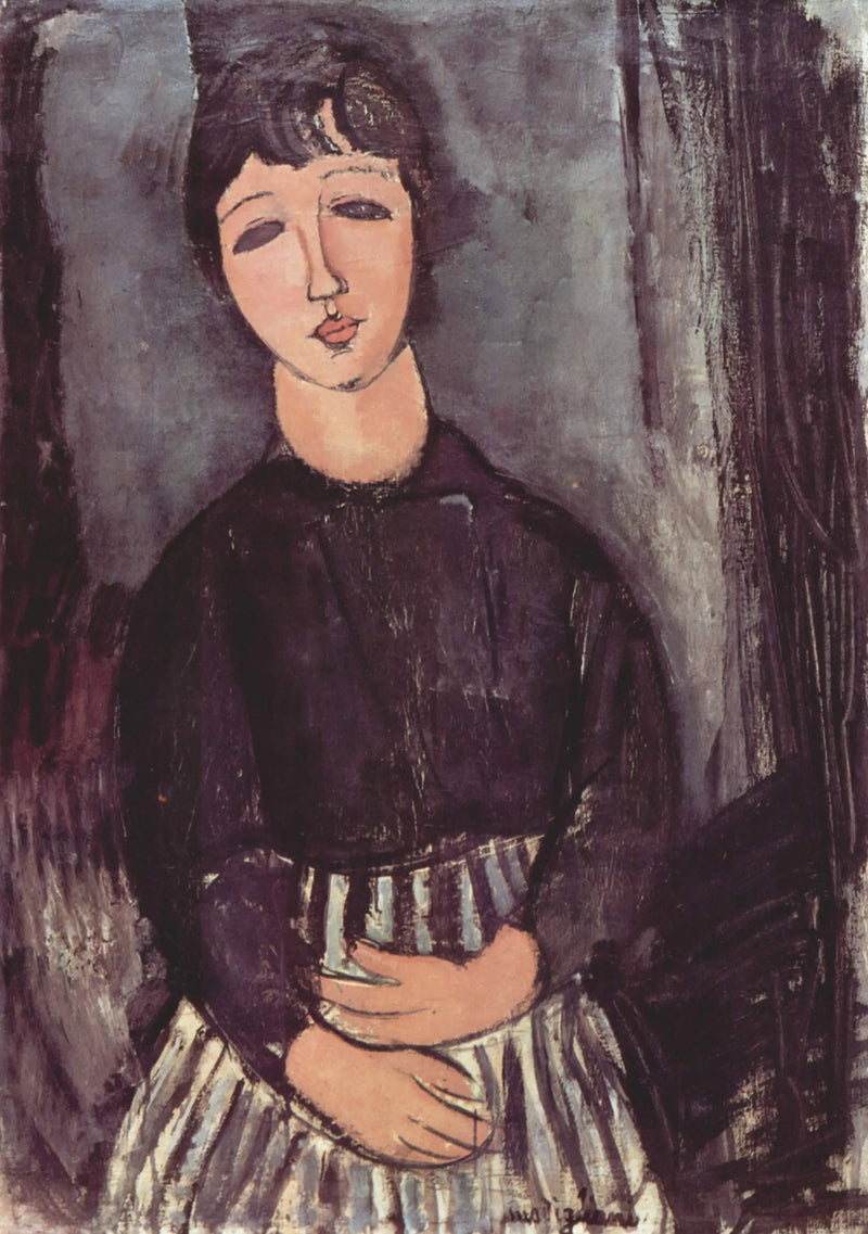 Tjenerinden i stribet forklæde - Amedeo Modigliani