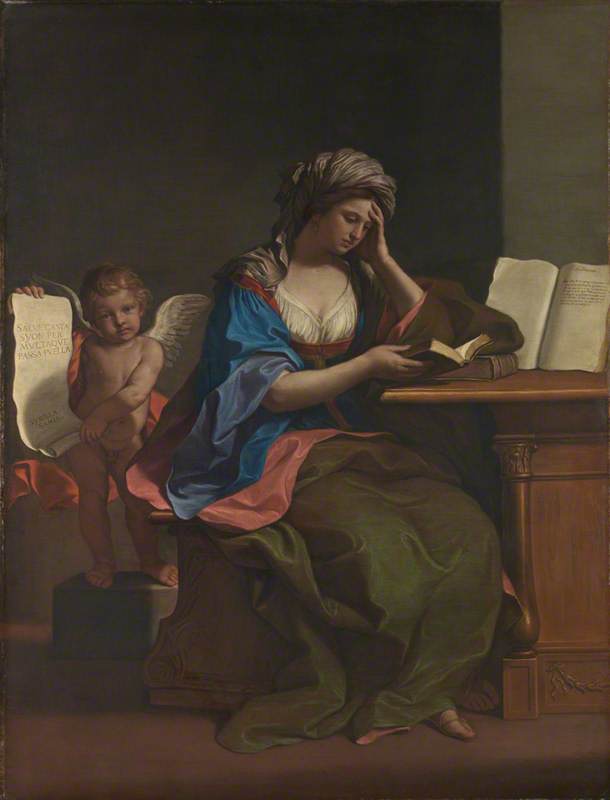 La Sibylle samienne med en putto - Guercino