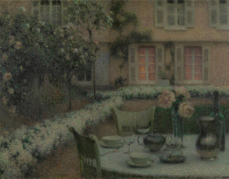 Bordet i den hvide have i Gerberoy - Henri Le Sidaner