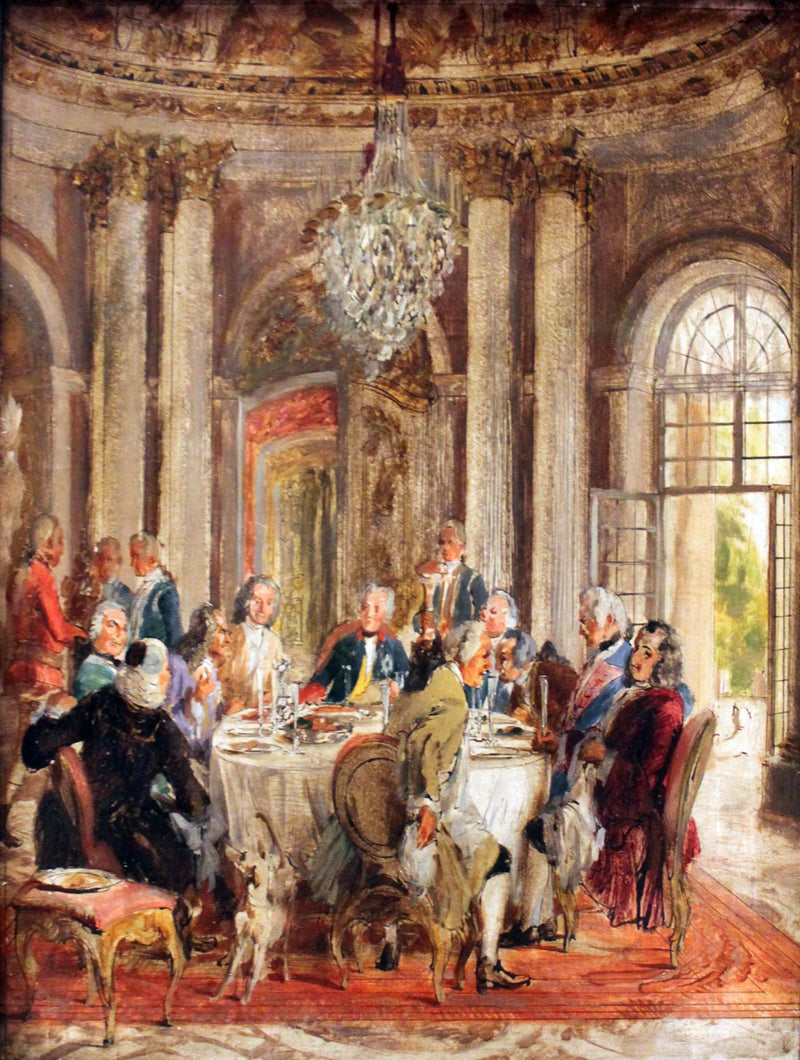 Kong Frederik II's Runde Bord ved Sanssouci - Adolph von Menzel