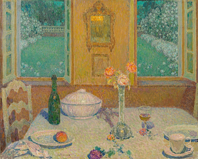 Bordet ved den blomstrende have ved skumringen, Gerberoy - Henri Le Sidaner