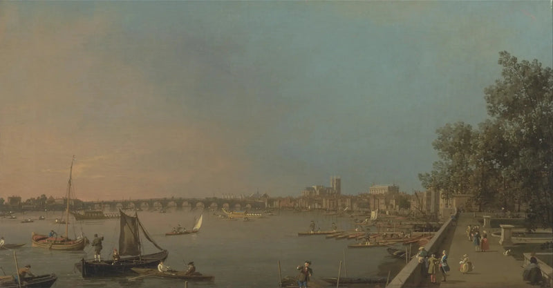 Themsen fra terrassen hos House, mod Westminster - Canaletto