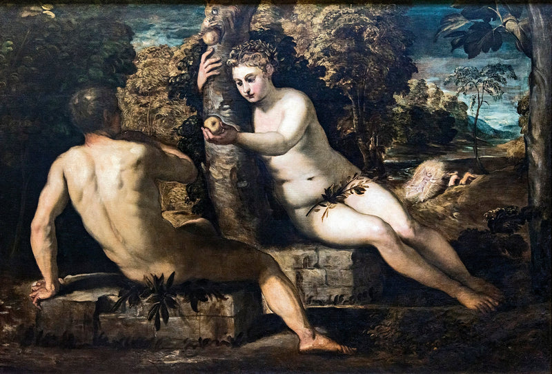 Adams og Evas Fristelse - Jacopo Tintoretto