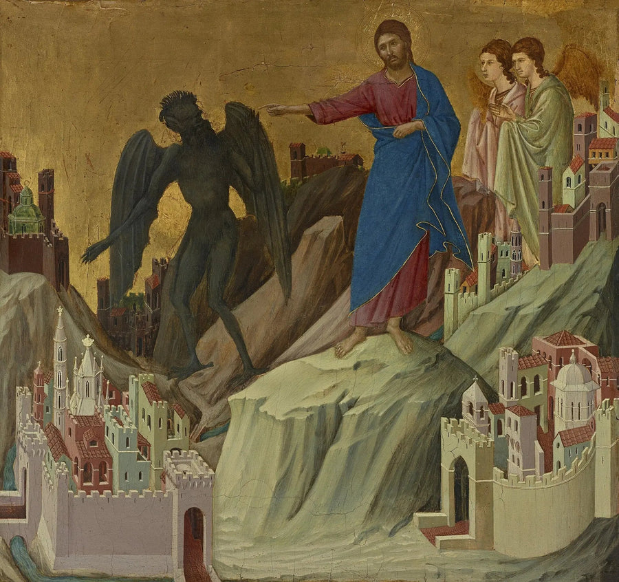 Kristi fristelse på bjerget - Duccio di Buoninsegna