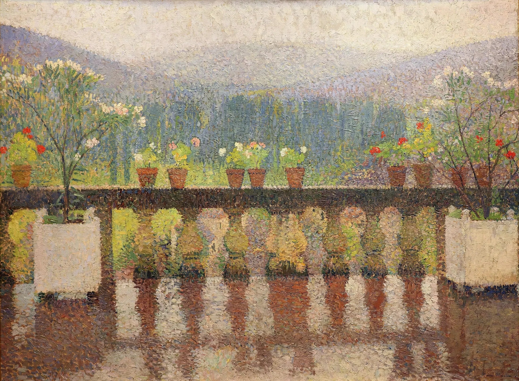 La terrasse à Marquayrol, temps pluvieux - Henri-Jean Guillaume Martin image 1 copie peinte à la main à l’huile