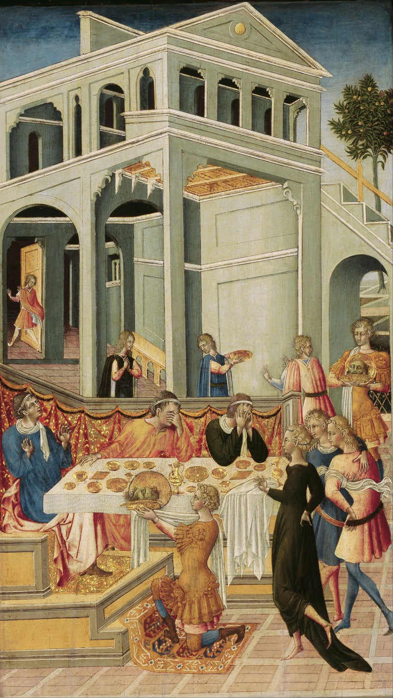 Johannes Døberens hoved præsenteret foran Herodes - Giovanni di Paolo