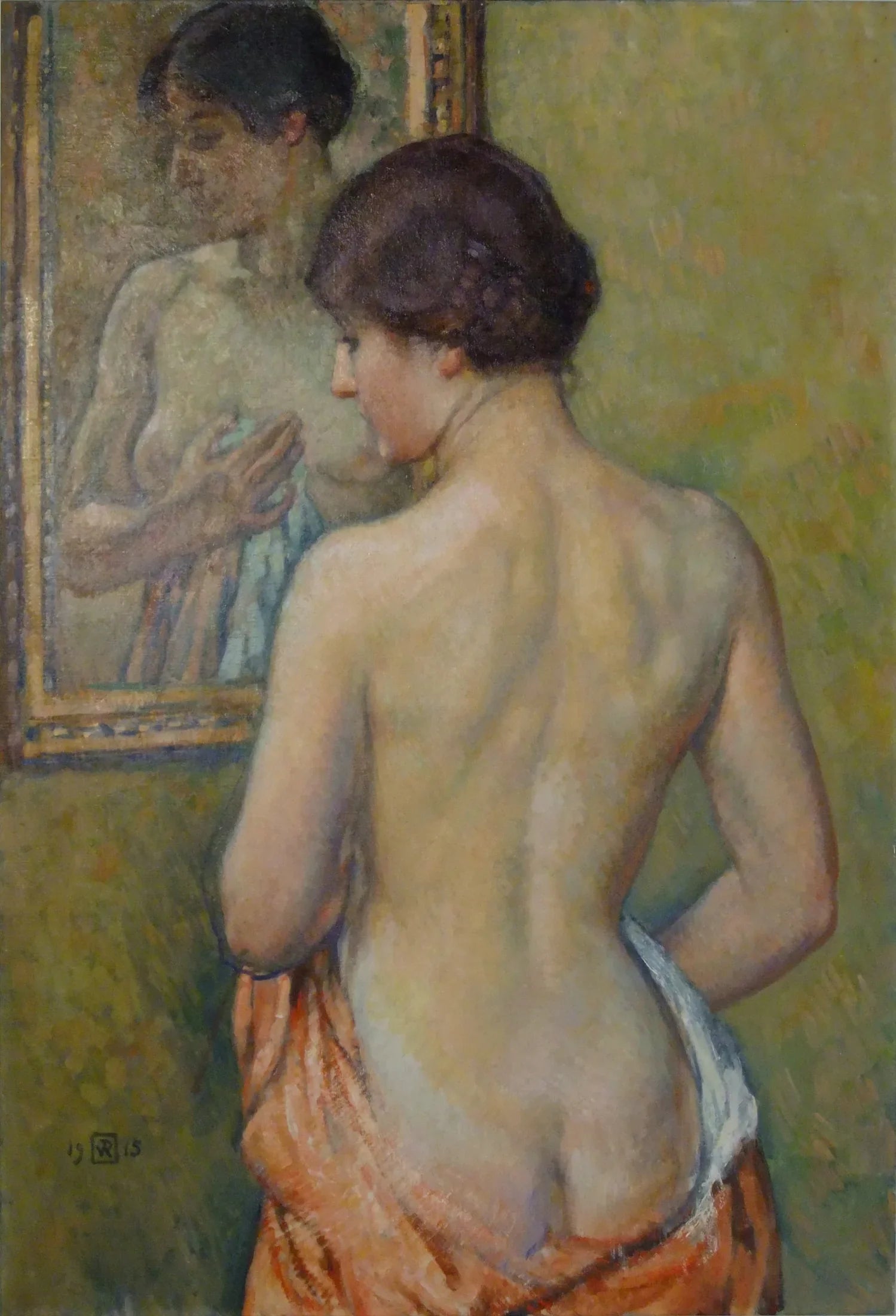 La Toilette, Académie de femme au miroir - Théo van Rysselberghe image 1 copie de tableau peinte à la main