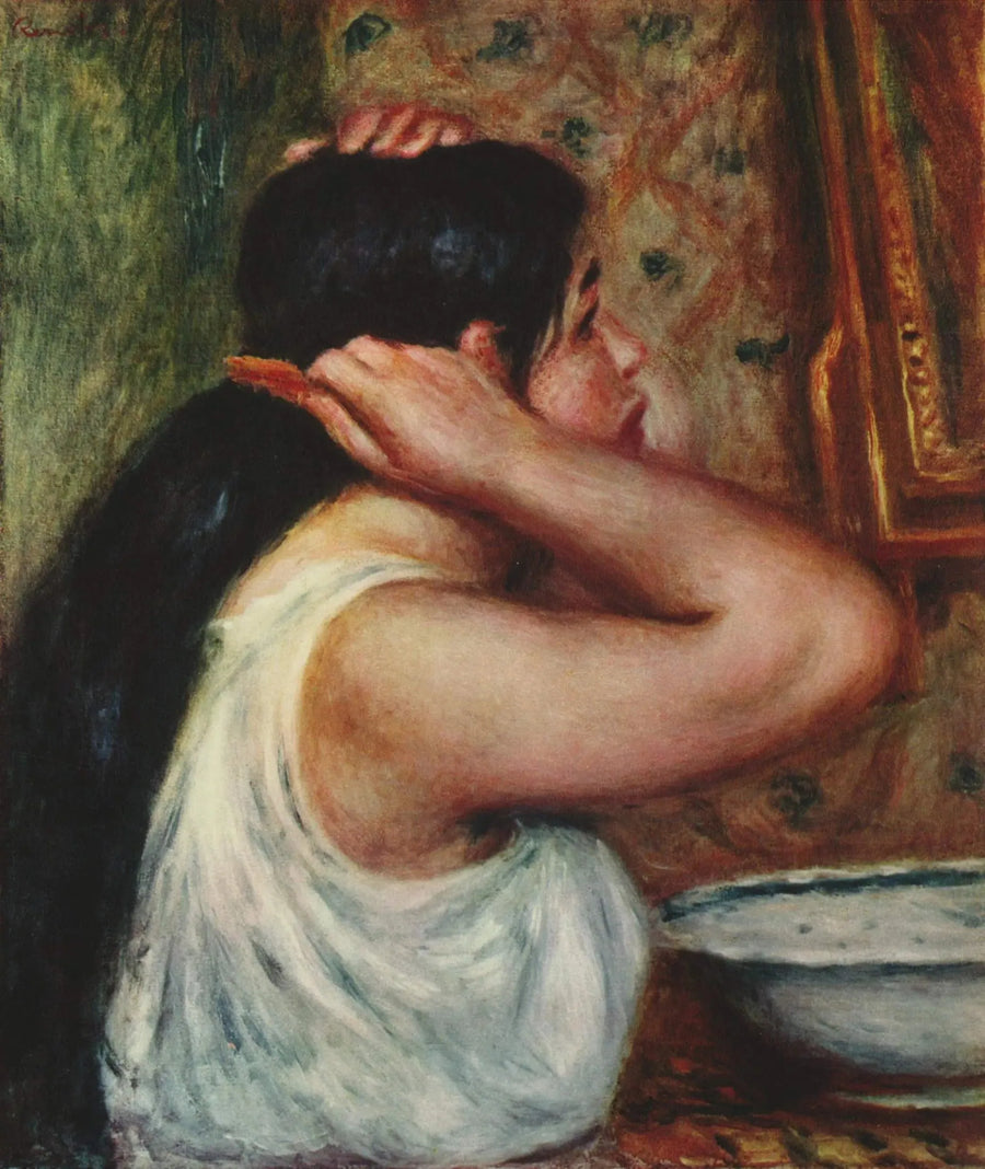 Toiletten: kvinde der reder sit hår - Pierre-Auguste Renoir