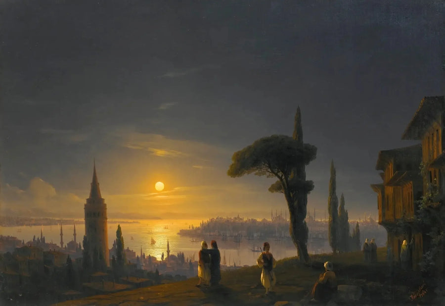 Galata-tårnet i måneskin - Ivan Aïvazovski