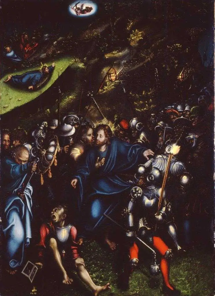 Judas og Jesu forræderi og fangenskab - Lucas Cranach den Ældre