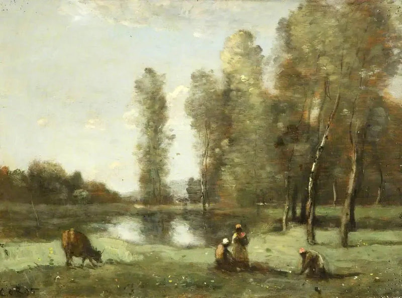 Køerne ved vanding - Jean-Baptiste Camille Corot