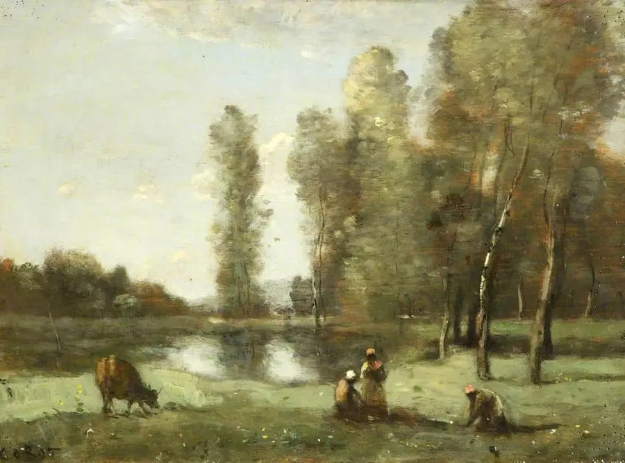 Køerne ved vanding - Jean-Baptiste Camille Corot
