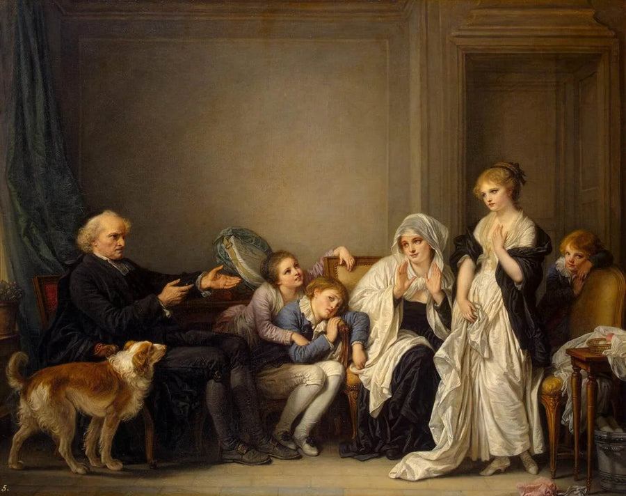 Enken og hendes præst - Jean-Baptiste Greuze