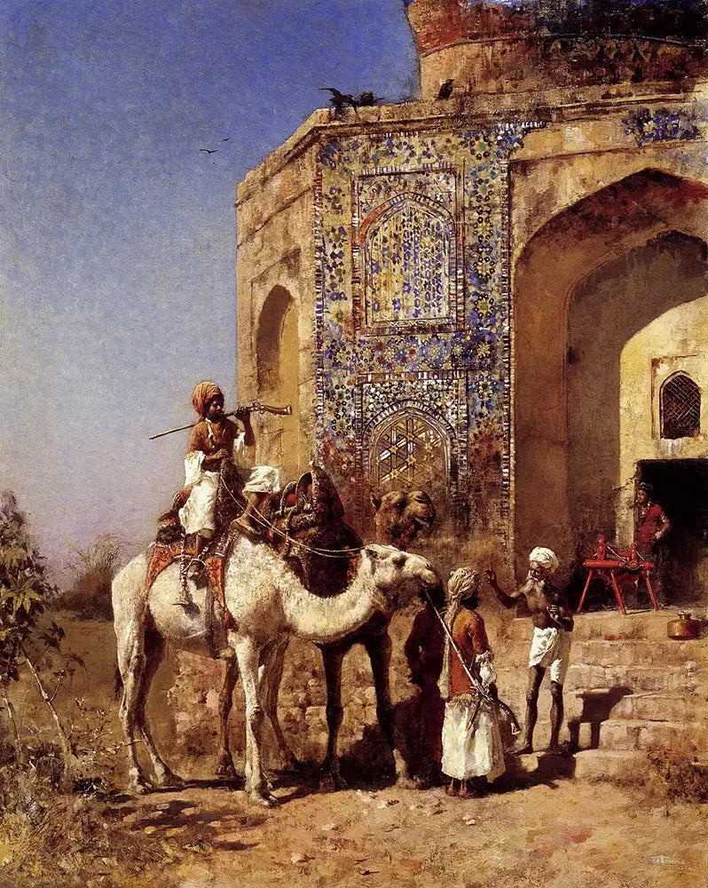 Den gamle moské med blå tegltag uden for Delhi - Edwin Lord Weeks