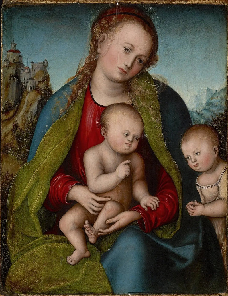 Jomfruen med barnet tilbedt af den lille Johannes Døberen - Lucas Cranach den Ældre