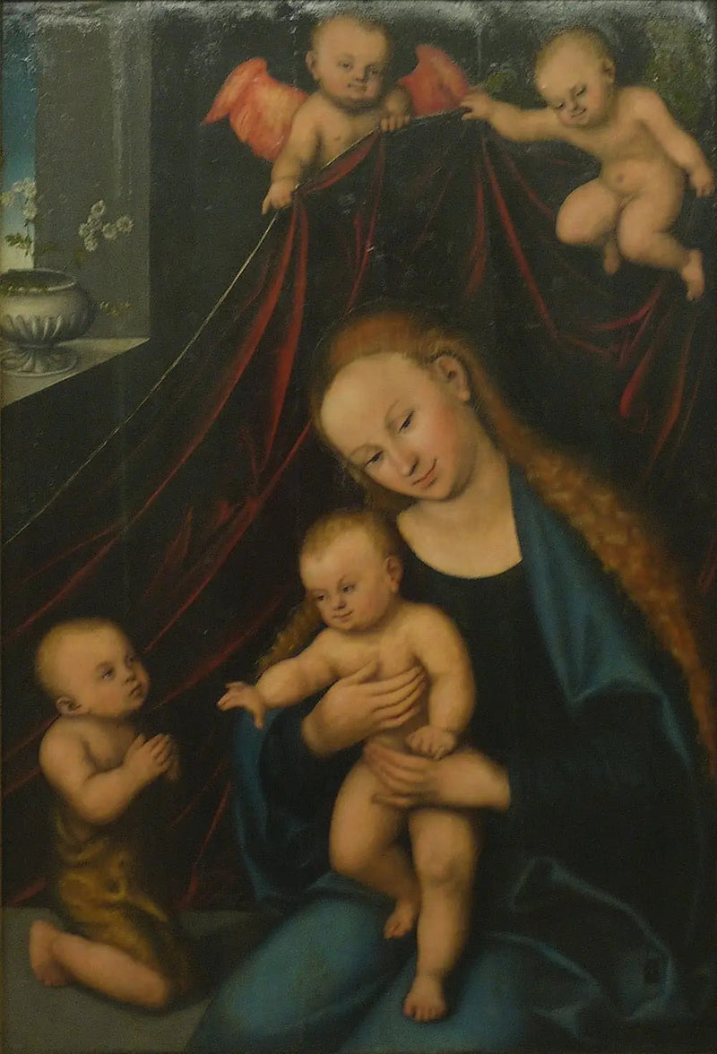 Jomfruen med barnet tilbedt af den lille Johannes - Lucas Cranach den Ældre