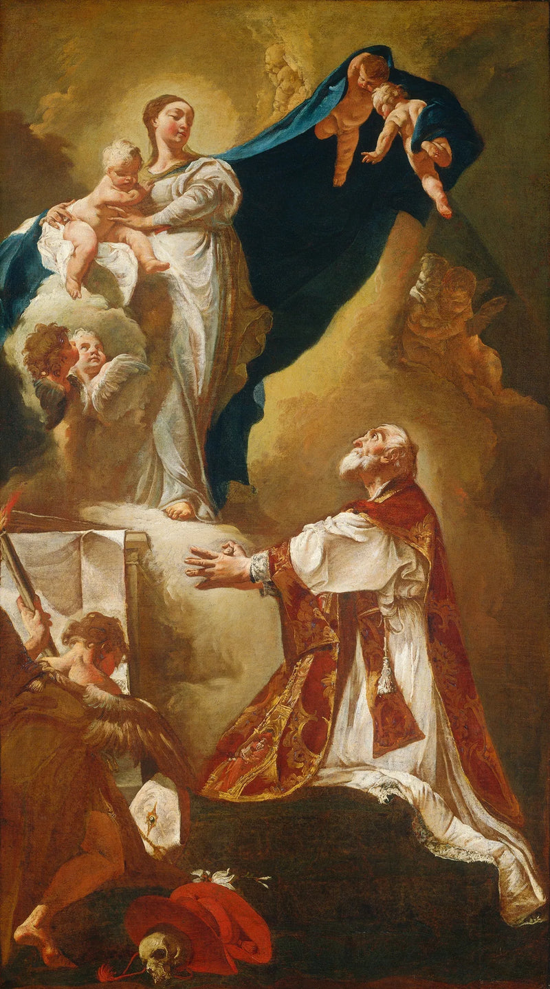 Jomfruen med barnet, der viser sig for Sankt Filip Neri - Giovanni Battista Piazzetta