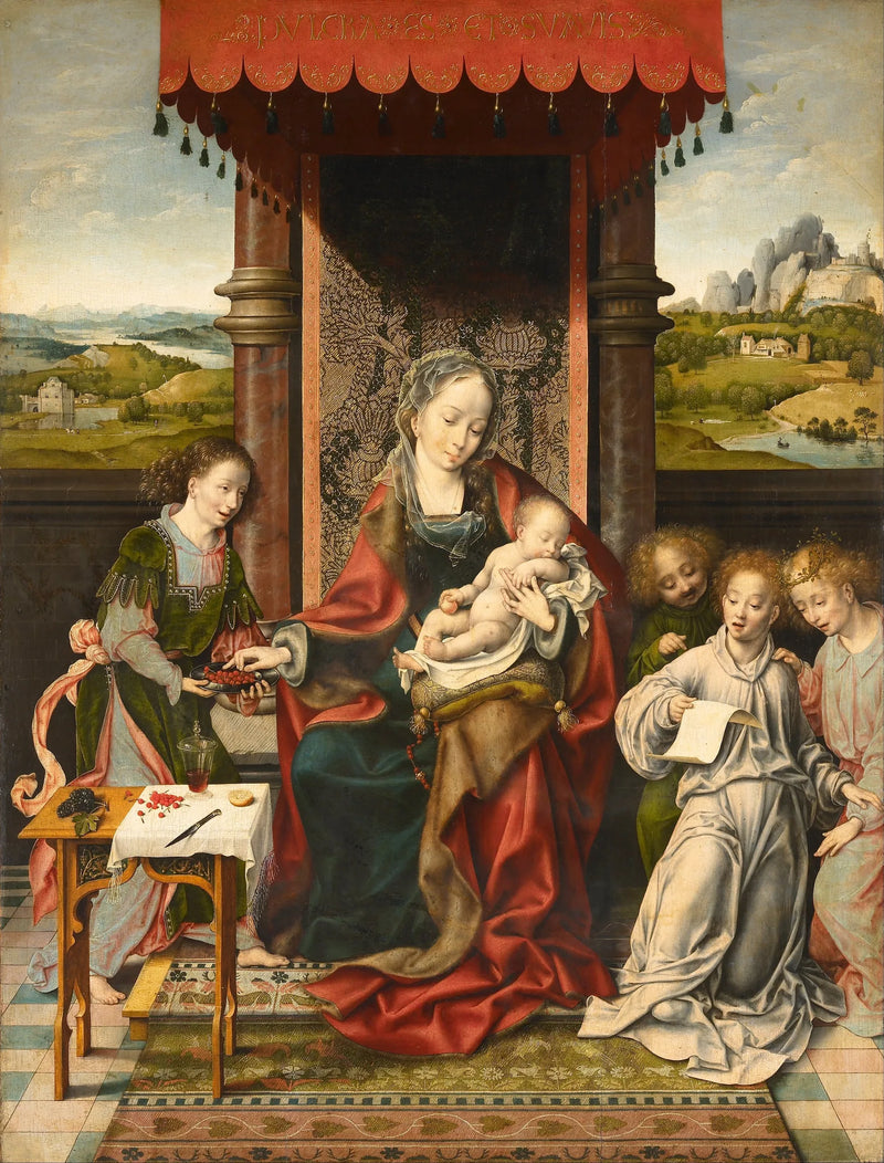 Jomfruen med barnet og engle - Joos van Cleve