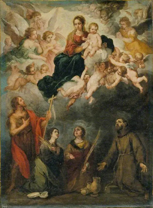 Jomfruen med barnet og helgenerne - Bartolomé Esteban Murillo