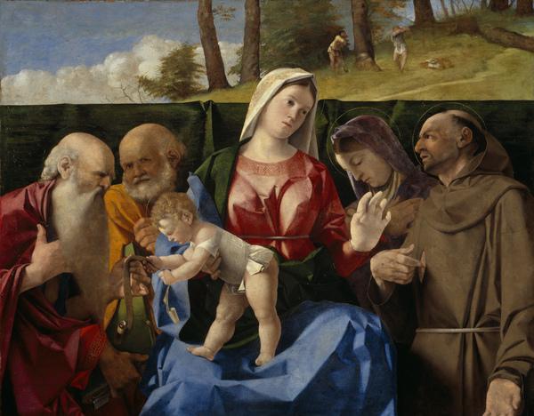 Jomfruen med barnet med helgener - Lorenzo Lotto