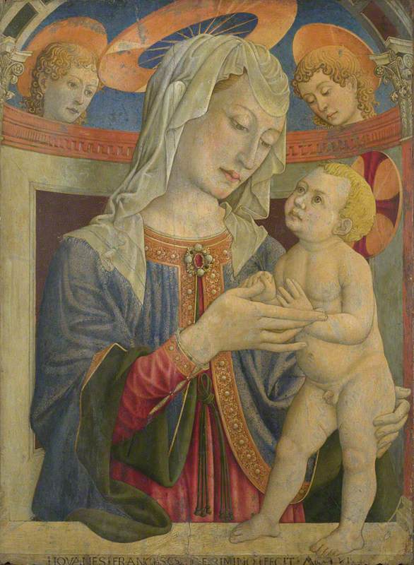 Jomfruen med barnet og to engle - Giovanni Francesco da Rimini