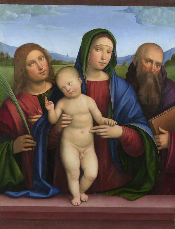 Jomfruen med barnet med to helgener - Francesco Francia
