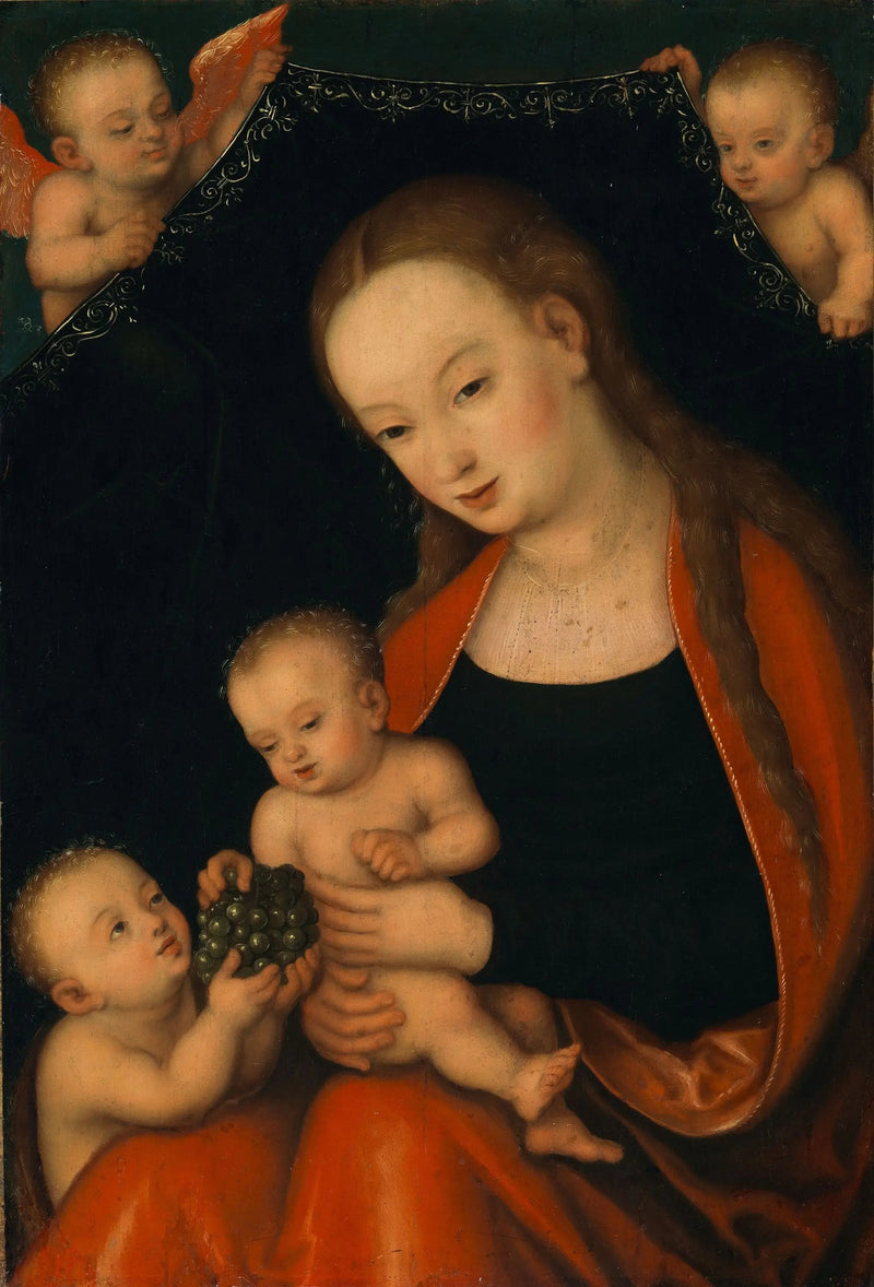 Jomfruen med barnet og den lille Johannes Døberen med engle - Lucas Cranach den Ældre