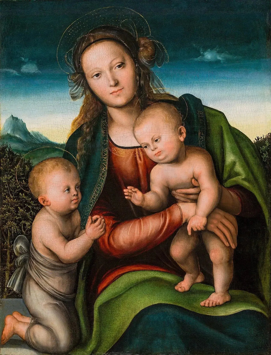Jomfruen med barnet og den lille Johannes Døberen - Lucas Cranach den Ældre